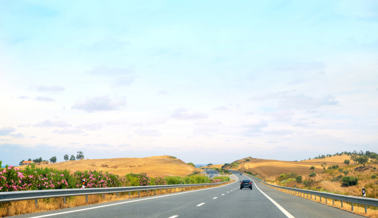 Road,Through,Portugal,Landscape,,Blue,Sky,With,Copy,Space